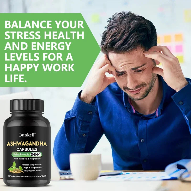 Ashwagandha Supplement with Magnesium and Rhodiola Rosea Extract-Calm & Focus Formula - Affordable Essentials