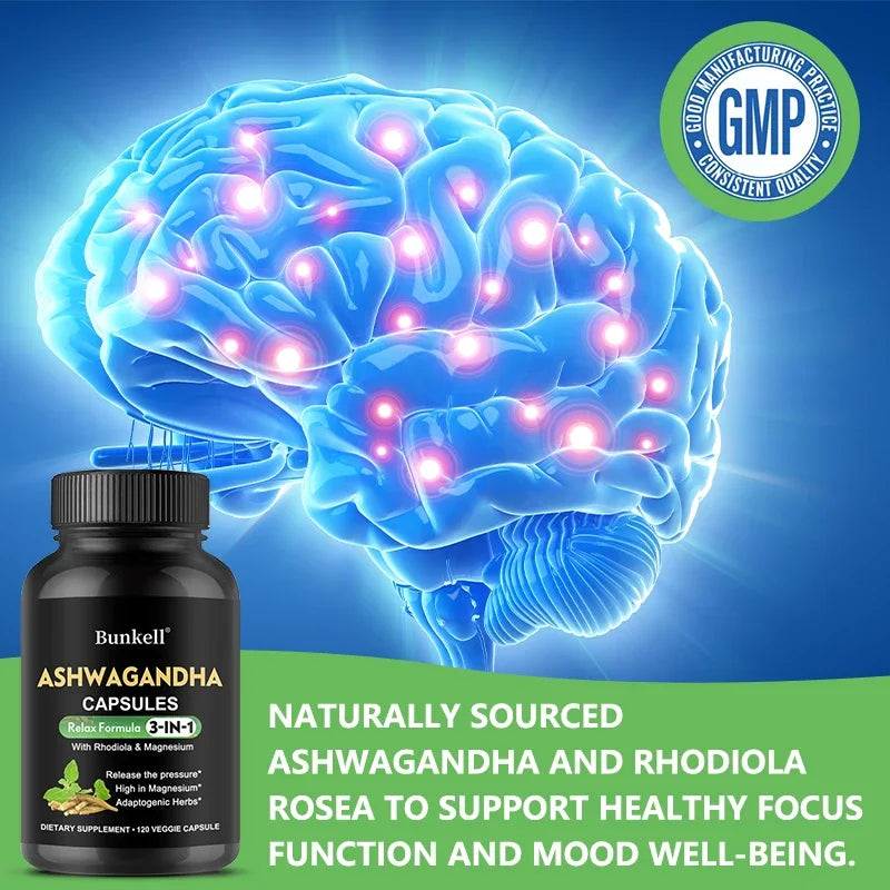 Ashwagandha Supplement with Magnesium and Rhodiola Rosea Extract-Calm & Focus Formula - Affordable Essentials