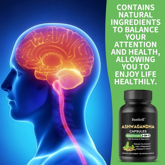 Ashwagandha Supplement with Magnesium and Rhodiola Rosea Extract-Calm & Focus Formula - Affordable Essentials 